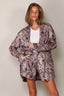 R13 - Blazer - Elongated Ragged Blazer With Piping - Purple Floral