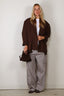 Ganni - Broek - Check Cotton Cargo Pants - Chicory Coffee