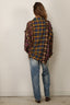 R13 - Blouse - Spliced Drop Neck Shirt - Blue Multi Plaid