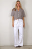 Ganni - Top - Check Cotton Cropped Bowling Shirt - Chicory Coffee