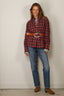 RÓHE - Blouse - Oxford Button Down Check Shirt - Navy / Red Check