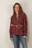 RÓHE - Blouse - Oxford Button Down Check Shirt - Navy / Red Check