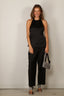 RÓHE - Top - Satin Open Back Halter Top - Black