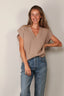 Tibi - Trui - Cardigan Stitch Sweater Vest - Latte