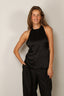 RÓHE - Top - Satin Open Back Halter Top - Black