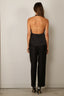RÓHE - Top - Satin Open Back Halter Top - Black