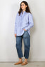 Tibi - Blouse - Striped Shirting Easy Tuxedo Shirt - Blue Multi