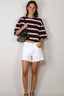 BYLOTTE Studios - T-Shirt - Olsen Tee - Bordeaux / White / Navy