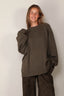 Tibi - Sweater - Cashmere Sweater Crewneck Oversized Pullover - Dark Hazelnut