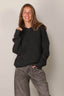 Tibi - Sweater - Cardigan Stitch V-Neck  Easy Pullover - Dark Heather Grey