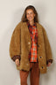 R13 - Vest - Oversized Raw Edge Woven Cardigan - Khaki Red Check