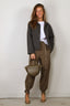 Tibi - Broek - Nylon Zipper Trouser - Dark Taupe