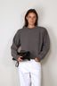 RÓHE - Sweater - Statement Shoulder Crewneck - Mid Grey Melange