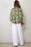 R13 - Blouse - Cropped Work Shirt - Pink Overdyed Green Plaid
