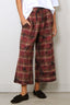 R13 - Broek - Cropped Wide Leg Utility Pant - Purple Plaid