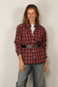 RÓHE - Blouse - Oxford Button Down Check Shirt - Navy / Red Check