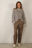 Lisa Yang - Trui - Zerlina Stripes - Oyster/ Dark Oak