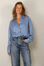 Tibi - Blouse - Edmund Lyocell Stripe Oversized Shirt - Blue Multi