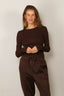 Tibi - Top - Ribbed Sweater Crewneck Pullover - Hickory Brown
