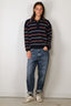 Johny - Sweater - Gino Polo Long Sleeve - Blue/Burgundy