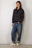 Johny - Sweater - Gino Polo Long Sleeve - Blue/Burgundy