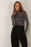 RÓHE - Top - Fine Merino Turtleneck - Mid Grey Melange
