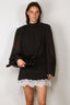 Rotate - Jurk - Minidress Ls Lace Detail - Black Comb