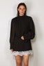 Rotate - Jurk - Minidress Ls Lace Detail - Black Comb
