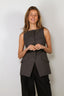 RÓHE - Gilet - Boat Neck Waistcoat - Dark Grey Melange
