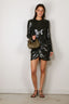 Rotate - Jurk - Sequins Ls Mini Dress - Black Olive