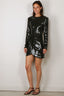 Rotate - Jurk - Sequins Ls Mini Dress - Black Olive