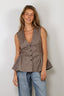 Rotate - Top - Peplum Waistcoat - Driftwood