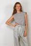 Tibi - Top - Tshirt Program Padded Shoulder Sleeveless Top - Pumice Grey