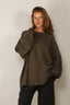 Tibi - Sweater - Cashmere Sweater Crewneck Oversized Pullover - Dark Hazelnut