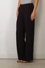 Forte_Forte - Broek - Matt Envers Satin High Waist Flat Front Pants - Notte