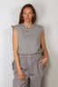 Tibi - Top - Tshirt Program Padded Shoulder Sleeveless Top - Pumice Grey