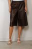 Tibi - Short - Leather Relaxed Long Short - Brown