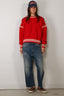 Golden Goose - Sweater - Journey W's Crewneck Rachel Cotton Waffle - Tomato Red