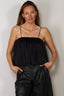 Forte_Forte - Top - Shiny Stretch Silk Satin Cropped Top - Notte