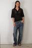 Tibi - Top - Crochet Netting Slim Polo - Navy