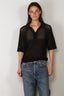 Tibi - Top - Crochet Netting Slim Polo - Navy