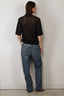 Tibi - Top - Crochet Netting Slim Polo - Navy