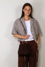 Ganni - Top - Check Cotton Cropped Bowling Shirt - Chicory Coffee