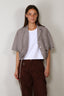 Ganni - Top - Check Cotton Cropped Bowling Shirt - Chicory Coffee
