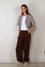 Ganni - Top - Check Cotton Cropped Bowling Shirt - Chicory Coffee