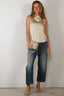 Forte_Forte - Top - Envers Satin Turtleneck Sleeveless Top - Argilla