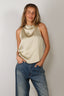 Forte_Forte - Top - Envers Satin Turtleneck Sleeveless Top - Argilla