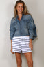 R13 - Blouse - Cropped Denim Shirt -  Brindley