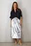 Tibi - Rok - Metallic Nylon Pull On Full Skirt - Silver