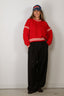 Golden Goose - Sweater - Journey W's Crewneck Rachel Cotton Waffle - Tomato Red